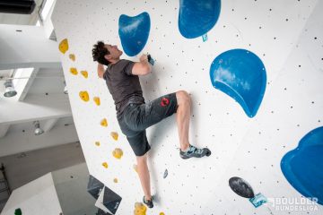 Mammut-Athlet Markus Hoppe konnte bereits die Spieltage in Berlin und Leipzig gewinnen und ist einer der Favoriten auf den Bundesligatitel der ersten Saison. Bild: Boulder Bundesliga